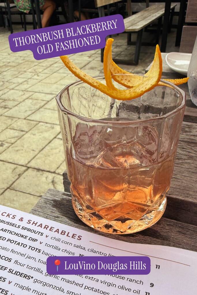 LouVino Douglass Hills Thornbush Blackberry Old Fashioned Cocktail
